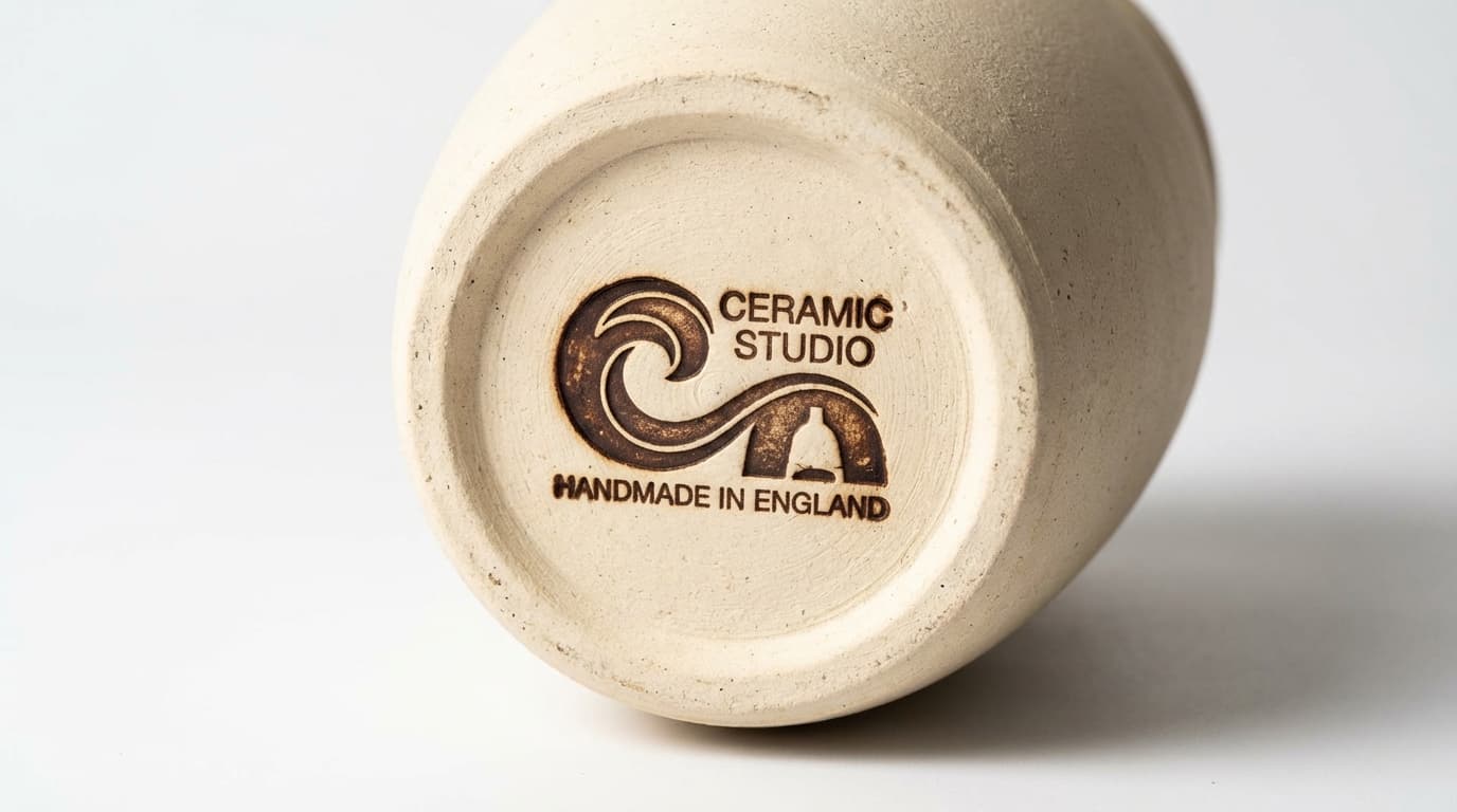 maker's mark stamped on the underside of a ceramic vase