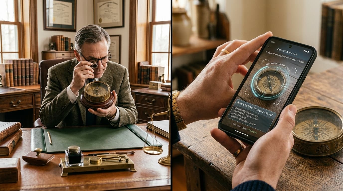 Traditional specialist appraiser versus AI-powered phone appraisal — the changing landscape of antique valuation