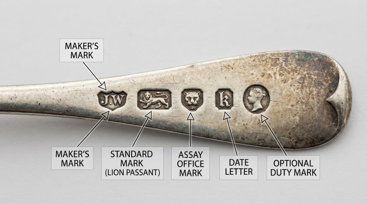 British silver hallmark components explained